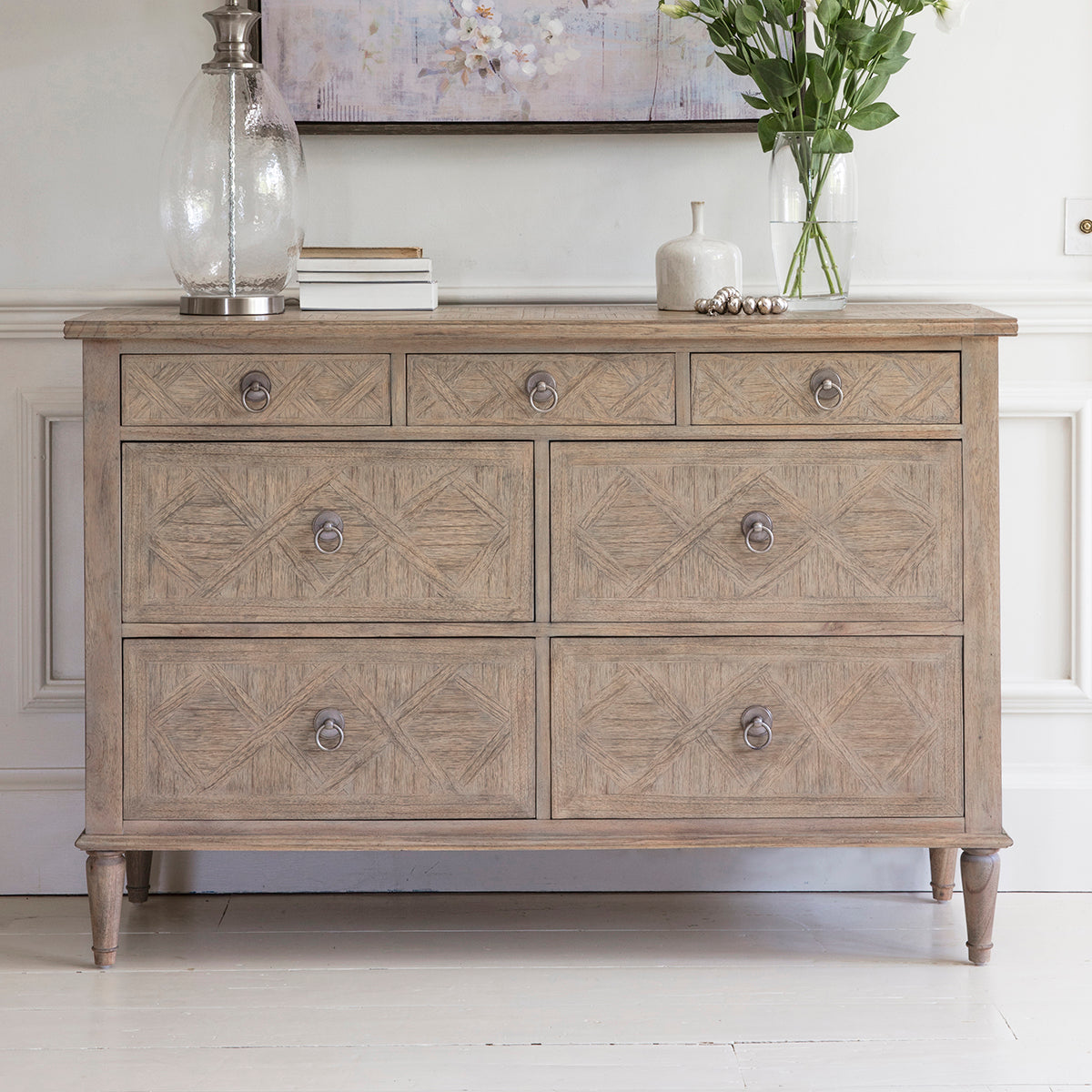【送料無料】Mindy Wood Chest  W800 Mustique Mindy Ash 7 Drawer Chest | Knees.co.uk – Knees Home