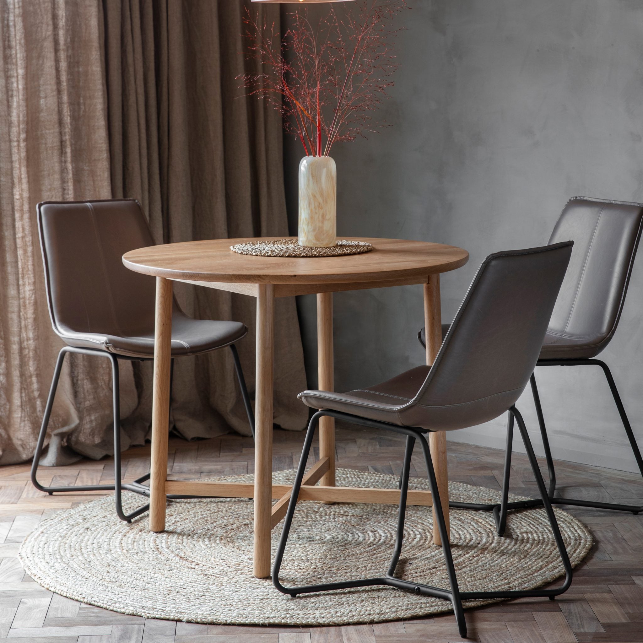 Buy Kingham 90cm Round Dining Table in Light Oak from Knees Home and Electrical