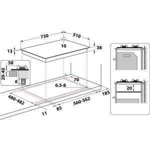 Indesit THP 751 W/IX/I 75cm Gas Hob