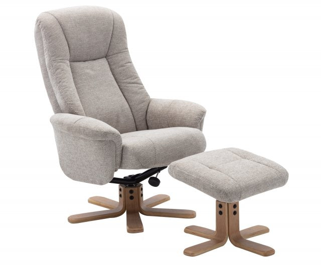 Hawaii Swivel Recliner & Footstool - Lille Sand/Mid Oak