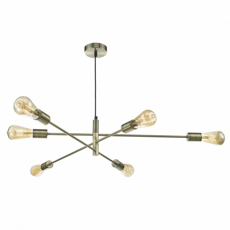 dar lighting Ala0675 Alana 6 Light Pendant Antique Brass