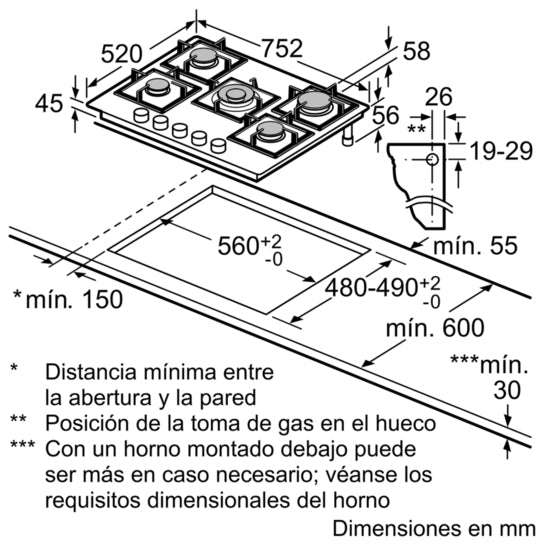 Siemens EP7A6QB90 75cm Gas Hob