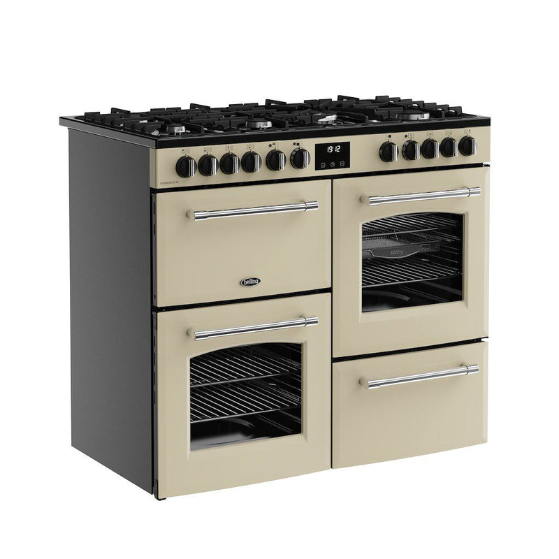Belling 444411830 Farmhouse 100cm Dual Fuel Range Cooker - Cream