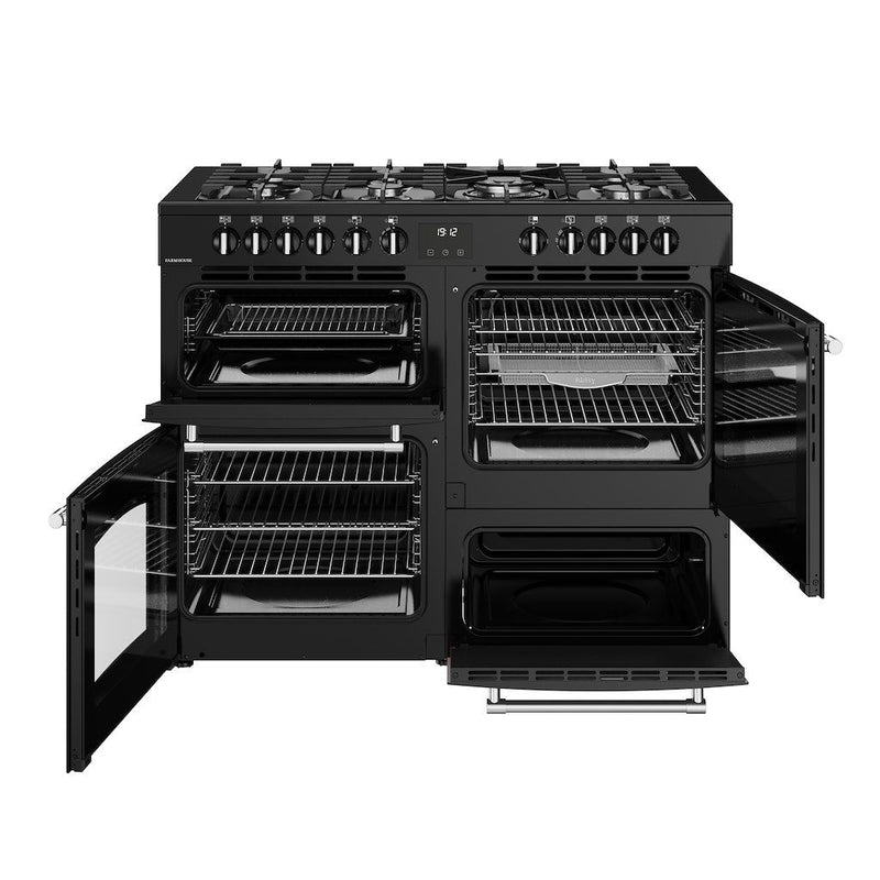Belling 444411838 Farmhouse 110cm Dual Fuel Range Cooker - Black