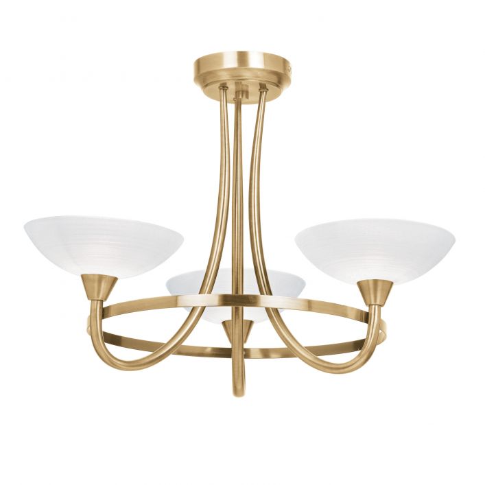 Cagney 3 Light Semi Flush Ceiling Light - Antique Brass