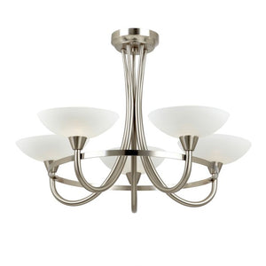 Cagney 5 Light Semi Flush Ceiling Light - Satin Chrome