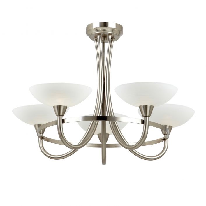 Cagney 5 Light Semi Flush Ceiling Light - Satin Chrome