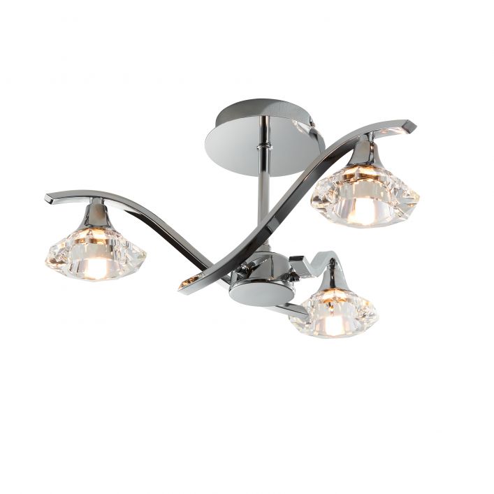Langella 3 Light Semi Flush Ceiling Light - Chrome