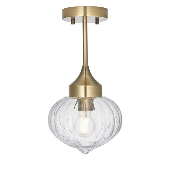 Addington 1 Light Flush Ceiling Light - Brass
