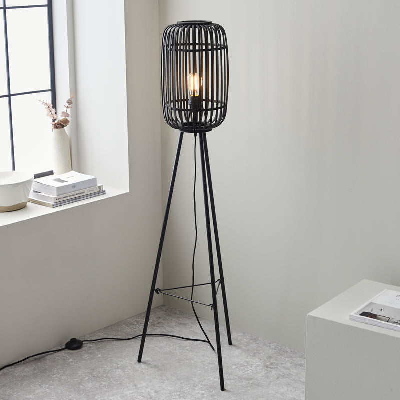 Mathias Bamboo Floor Light - Black