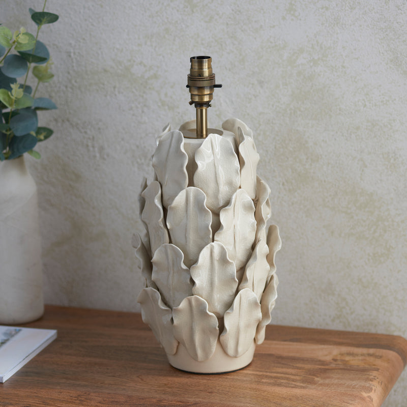 Layered Leaf Large Table Lamp Base - Ivory Crackle