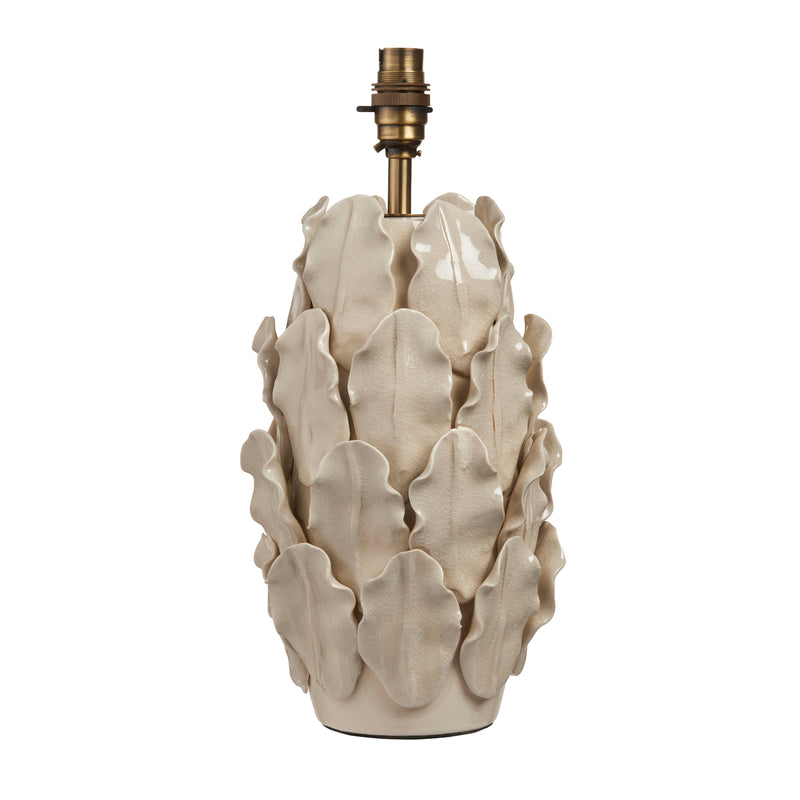 Layered Leaf Large Table Lamp Base - Ivory Crackle