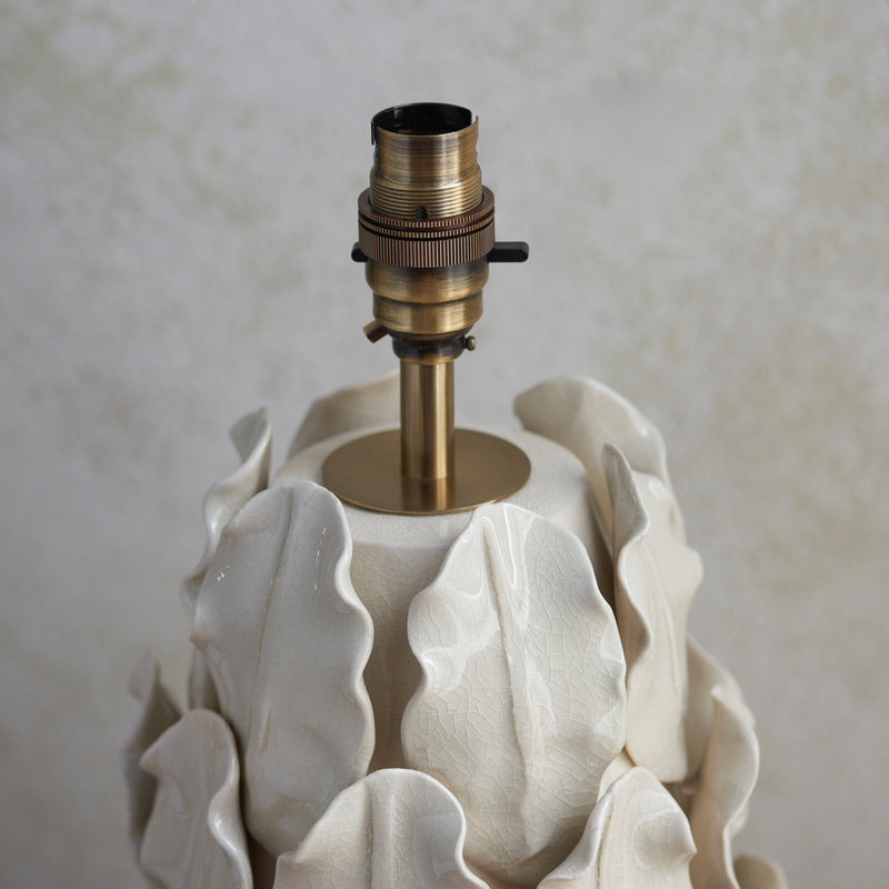 Layered Leaf Large Table Lamp Base - Ivory Crackle