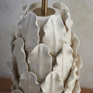 Layered Leaf Large Table Lamp Base - Ivory Crackle
