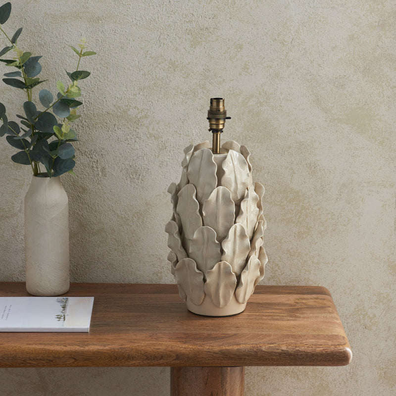 Layered Leaf Large Table Lamp Base - Ivory Crackle