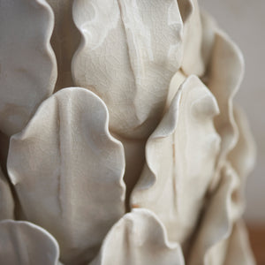 Layered Leaf Large Table Lamp Base - Ivory Crackle