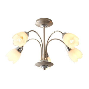 Petal 5 Light Semi Flush Ceiling Light - Satin Chrome