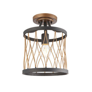 Heston 1 Light Semi Flush Ceiling Light - Bronze
