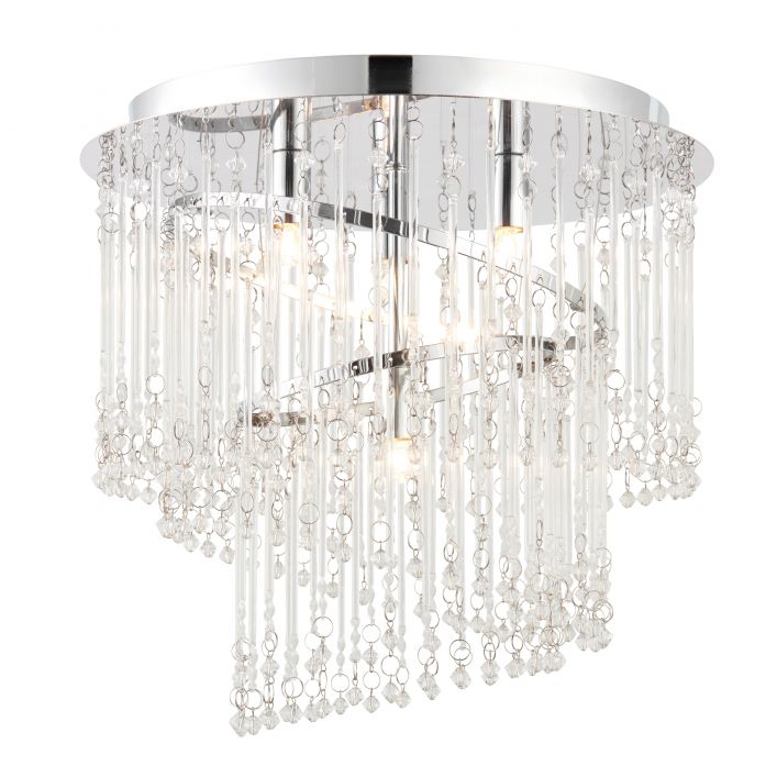 Camille 4 Light Flush Ceiling Light - Chrome