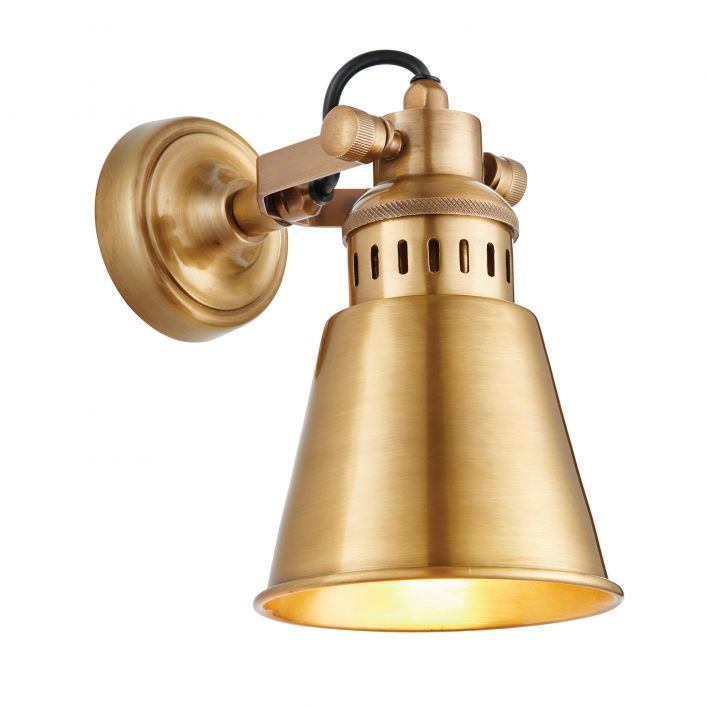 Elms 1 Light Wall Light - Brass
