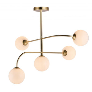 Otto 5 Light Semi Flush Ceiling Light - Brushed Brass