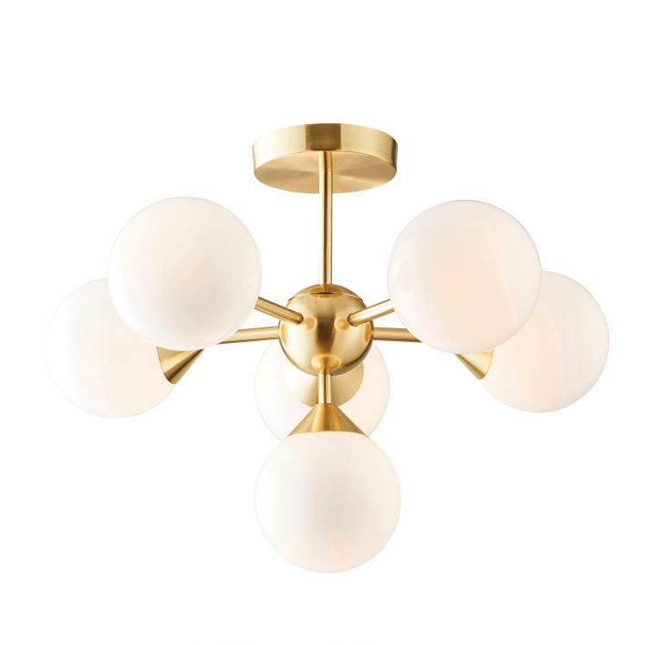 Oscar 6 Light Semi Flush Ceiling Light - Brushed Gold