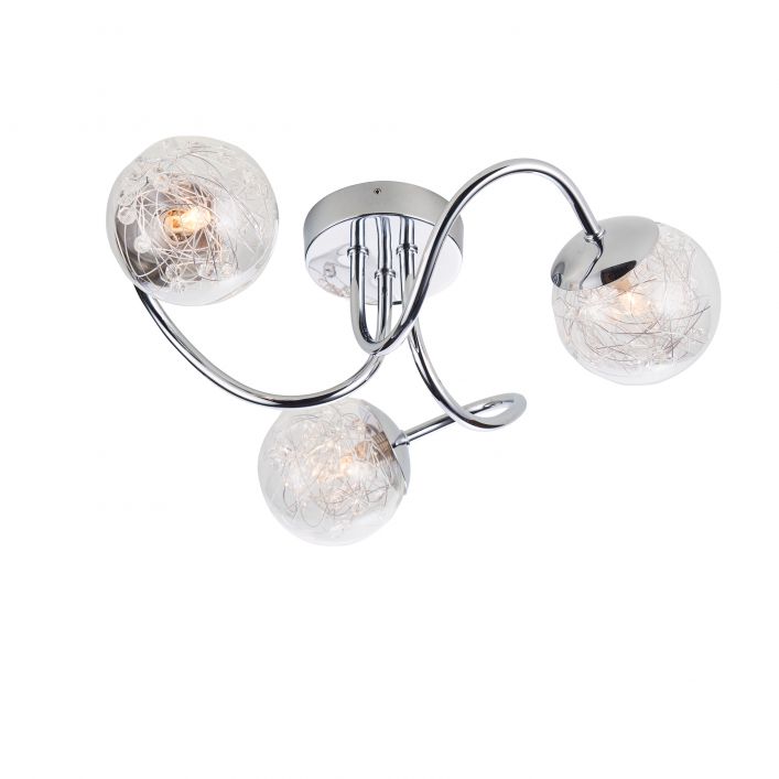 Auria 3 Light Semi Flush Ceiling Light- Chrome