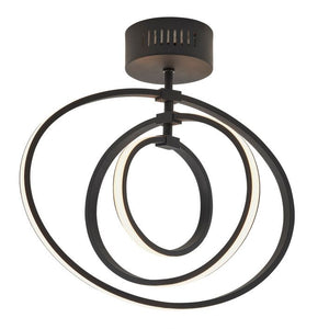 Avali 1 Light Semi Flush Ceiling Light - Black