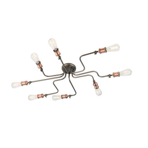 Hal 8 Light Semi Flush Ceiling Light - Aged Copper