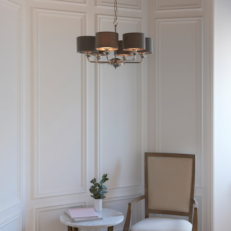 Highclere 6 Multi Pendant Light - Nickel
