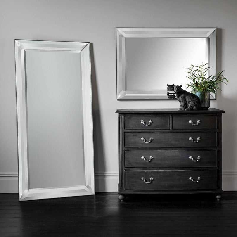 Modena Extra Large Rectangle Leaner Mirror - Silver