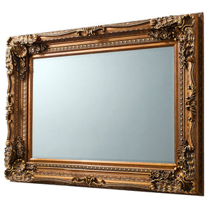 Carved Rectangle Wall Mirror - Gold