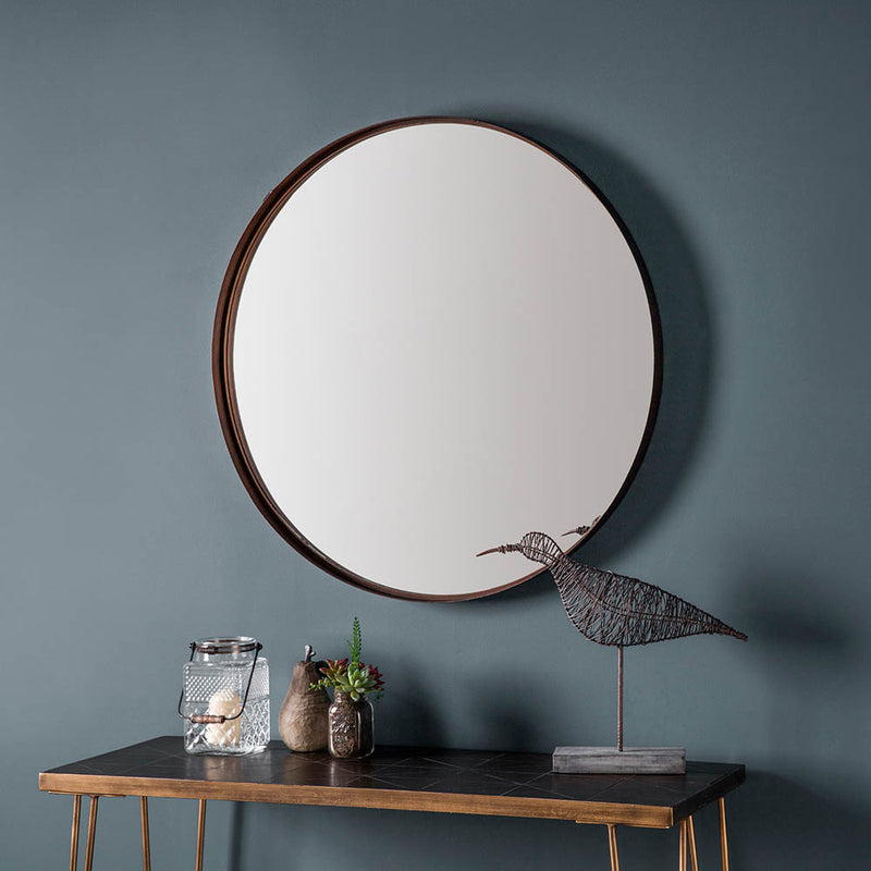 Greystoke Medium Round Wall Mirror - Bronze