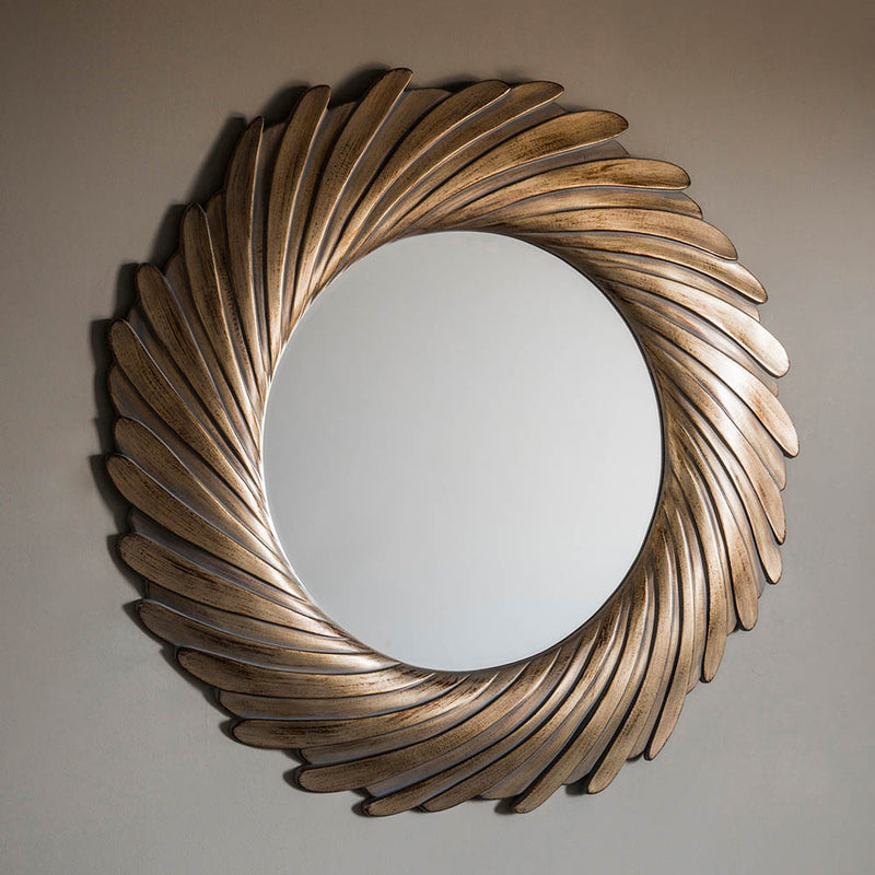 Lowry Medium Round Wall Mirror - Gold