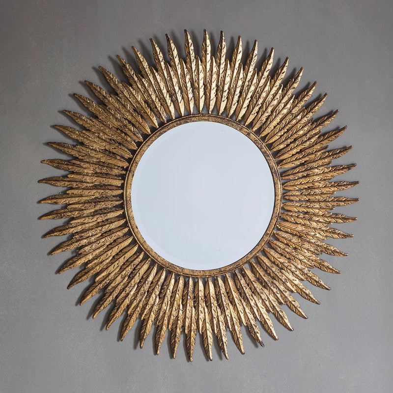 Quill Medium Starburst Wall Mirror - Gold