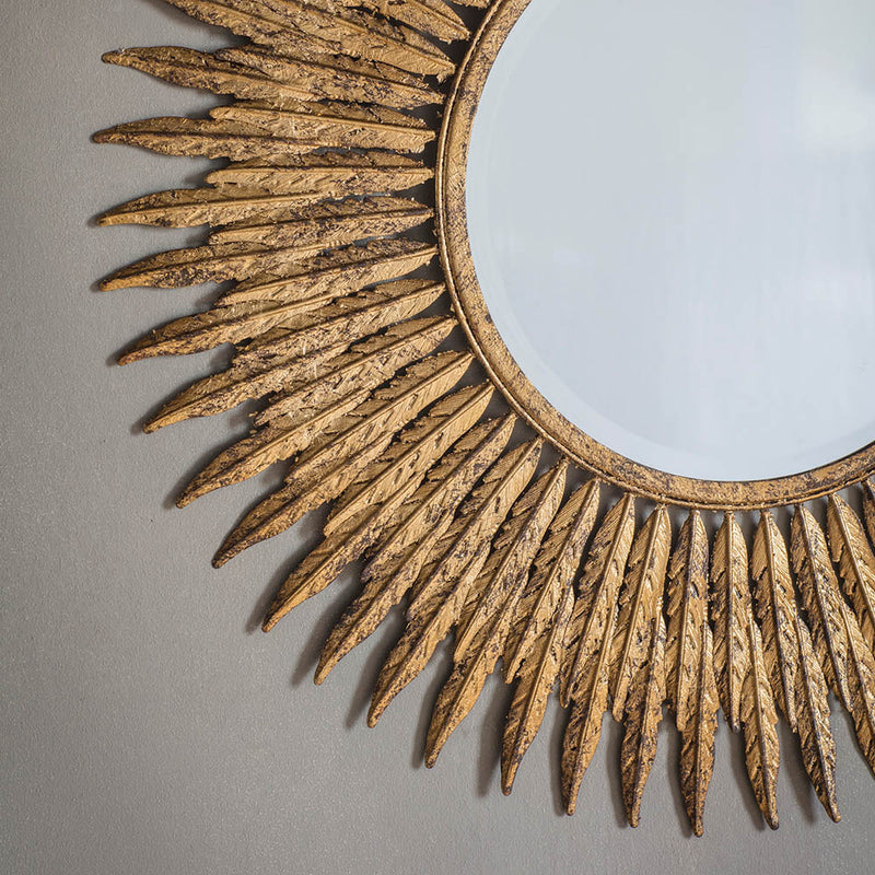 Quill Medium Starburst Wall Mirror - Gold