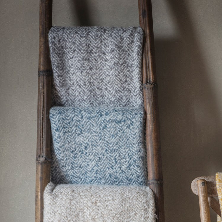 Herringbone Mohair Throw - Grey