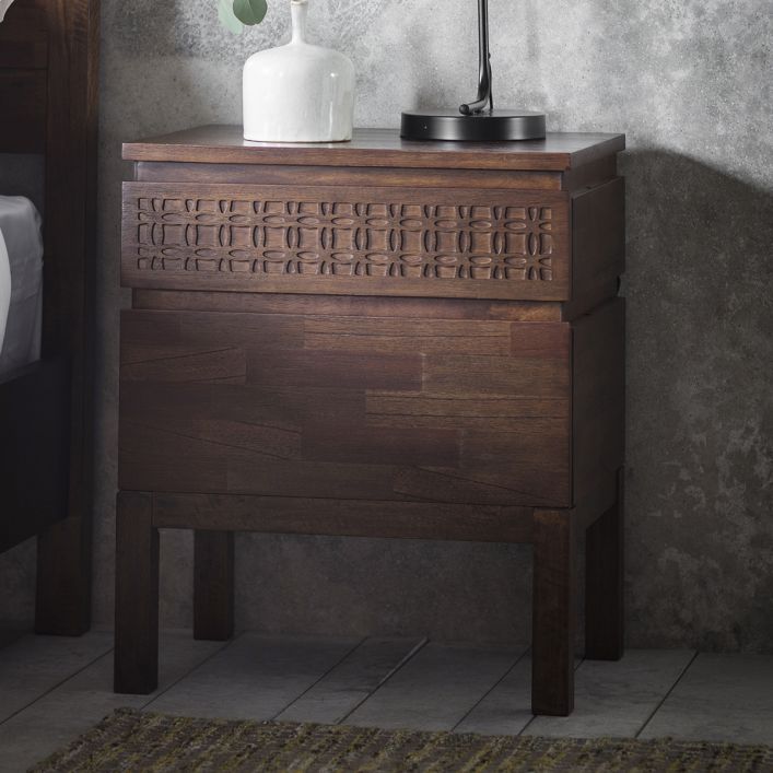 Boho Brown 2 Drawer Bedside Table