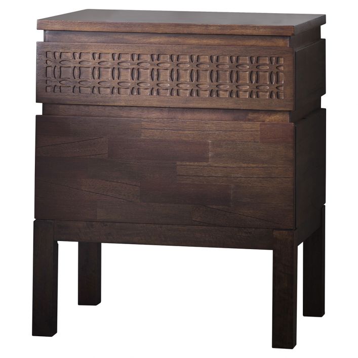 Boho Brown 2 Drawer Bedside Table