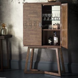 Boho Mango Wood Drinks Cabinet - Brown