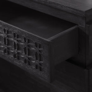 Boho Black 2 Drawer Bedside Table