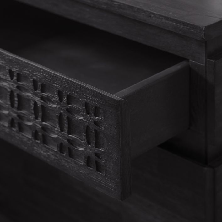 Boho Black 2 Drawer Bedside Table
