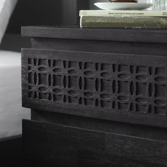 Boho Black 2 Drawer Bedside Table