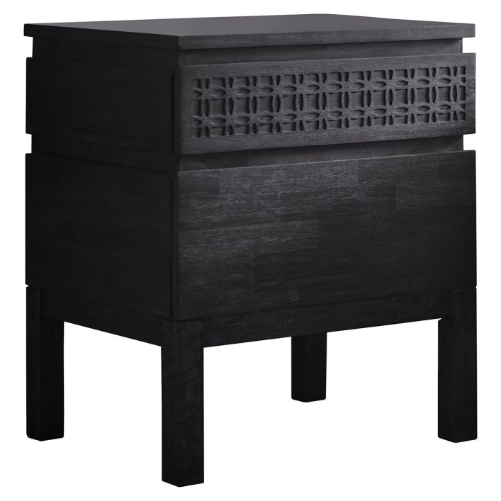 Boho Black 2 Drawer Bedside Table