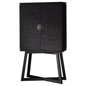 Boho Mango Wood Drinks Cabinet - Black