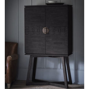 Boho Mango Wood Drinks Cabinet - Black