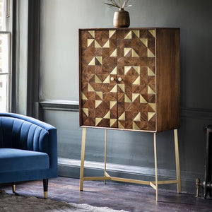 Tate Acacia Wood Drinks Cabinet - Black