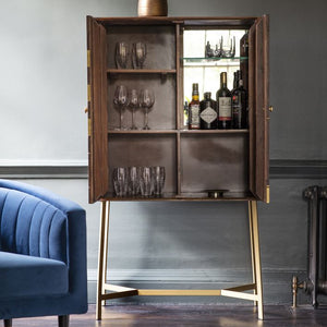Tate Acacia Wood Drinks Cabinet - Black