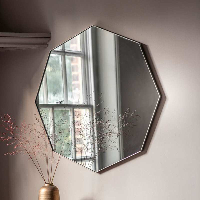 Bowie Medium Octagon Wall Mirror - Silver