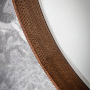 Keaton Large Round Wall Mirror - Dark Wood
